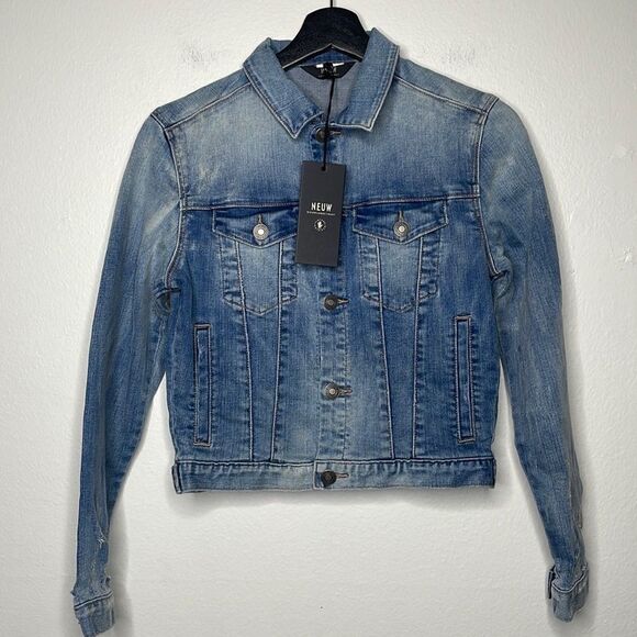 NEUW Distressed Denim Jacket Womens Size Small - Picture 5 of 13